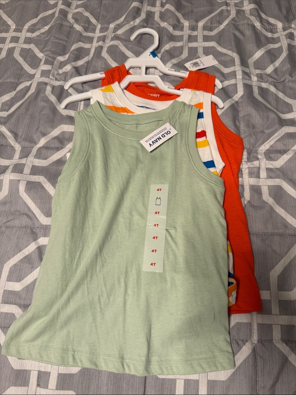 NEW!! Old Navy Kids Tank Tops - Light Green, Orange & Striped Set 4T